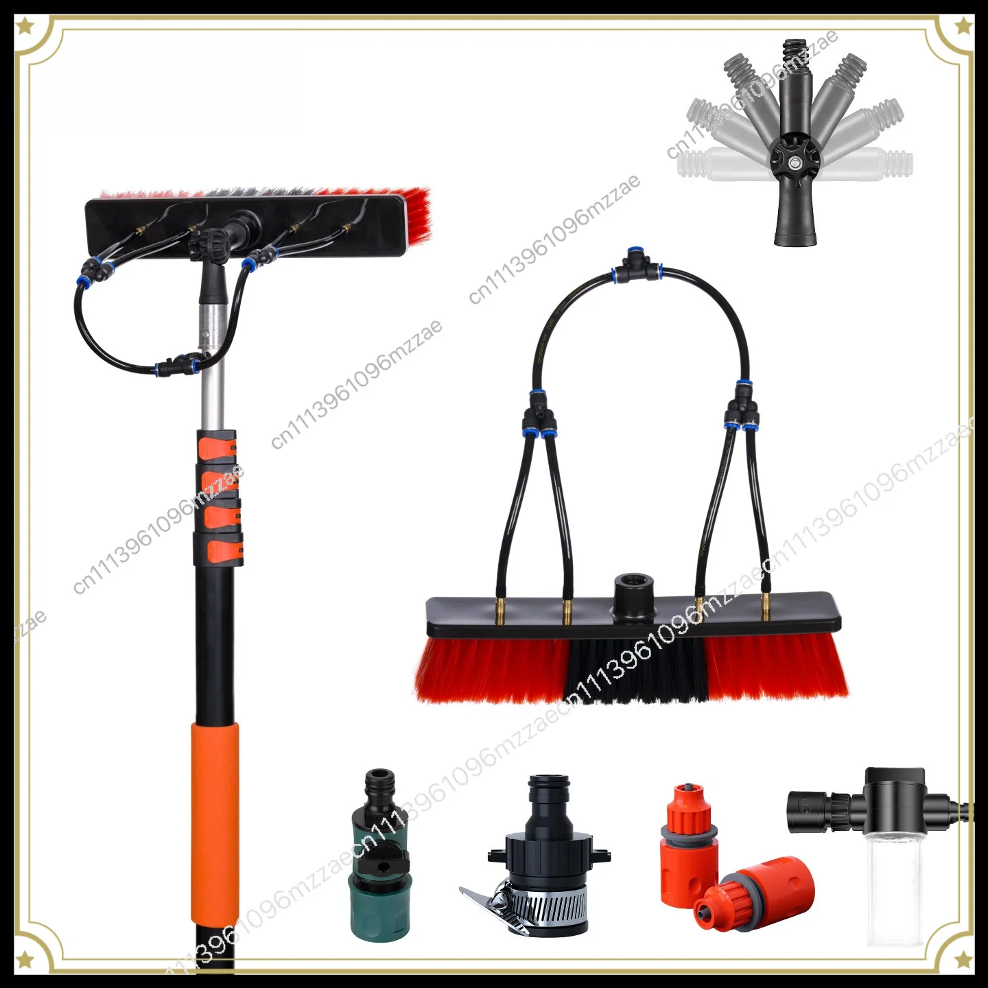 Solar Photovoltaic Panel Cleaning Brush Telescopic Rod Water Brush Foreign Trade Export Glass Cleaning Tool