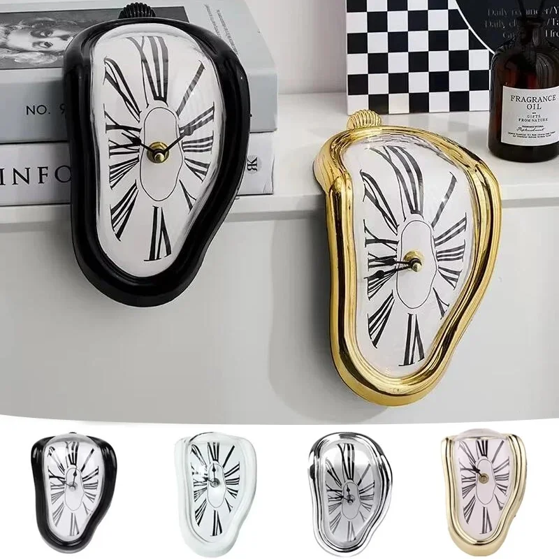 

Surreal Melting Distorted Wall Clocks in Salvador Dali Style - Unique Decorative Wall Watch for Home and Garden Gift