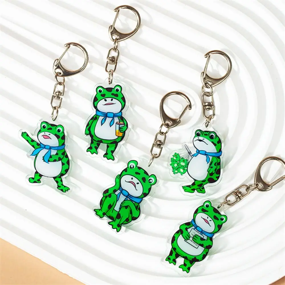 Cartoon Animal Frog Acrylic Keychain Frog Acrylic Silent Frog Keychain Keyring Green Animal Frog Pendent Toy for Children