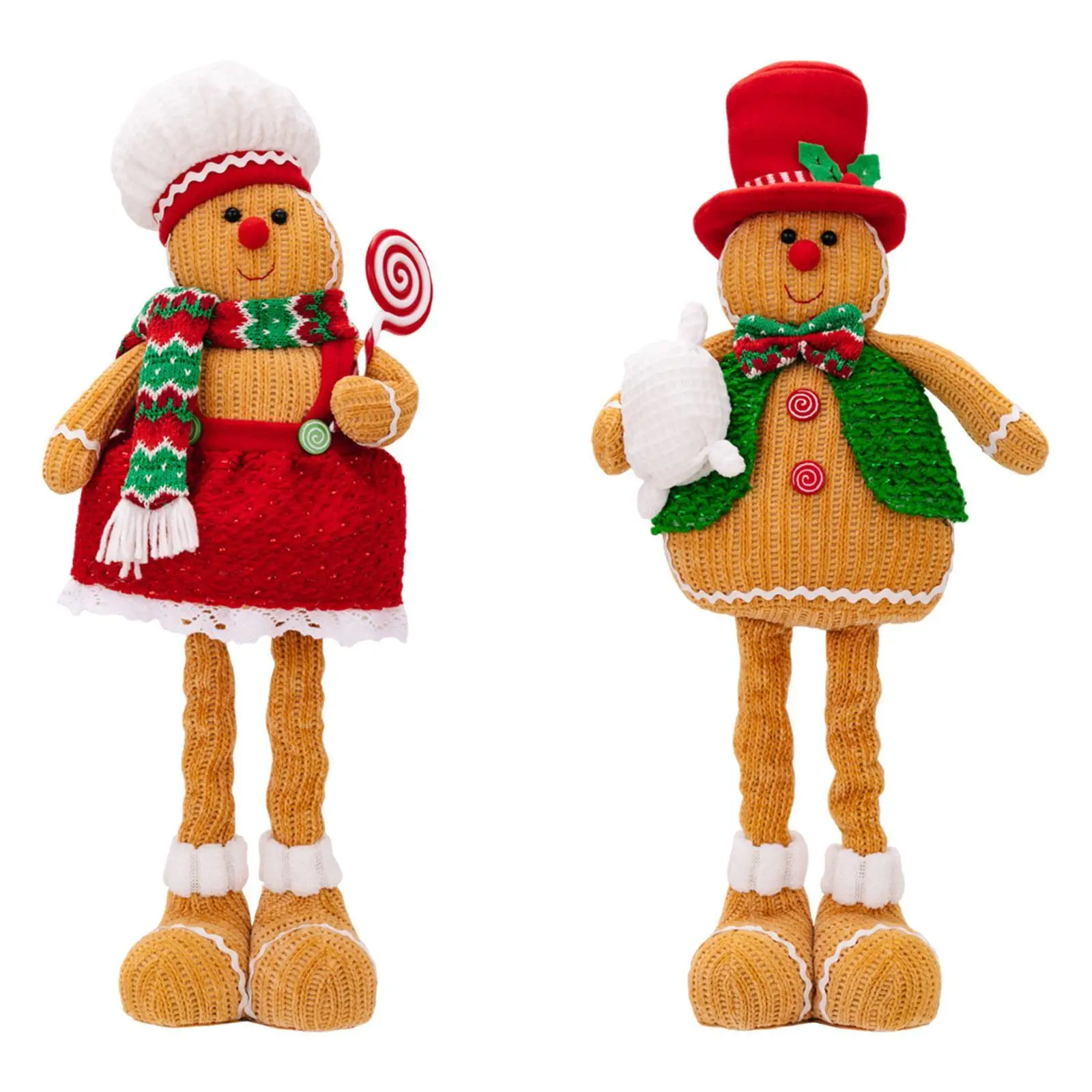 Christmas Gingerbread Doll Cute Window Display Collection Christmas Standing Doll for Holiday Desktop Shopping Mall Party Office