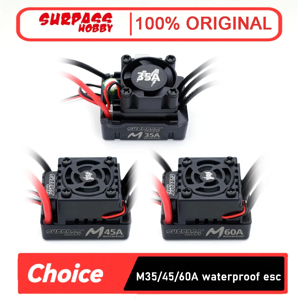 Surpass Hobby M35A/M45A/M60A: ESC impermeable 2-3S con BEC incorporado: para buggies RC 1/10-1/18 y carreras de camiones monstruos