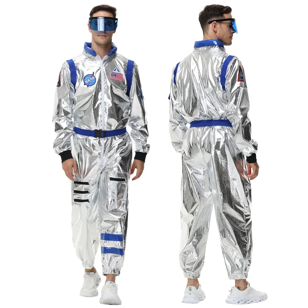 Family Parent-Child Silver Space Jumpsuit Adult Men Women Astronaut Costume Couples Space Suit Kids Robot Halloween Cosplay Suit