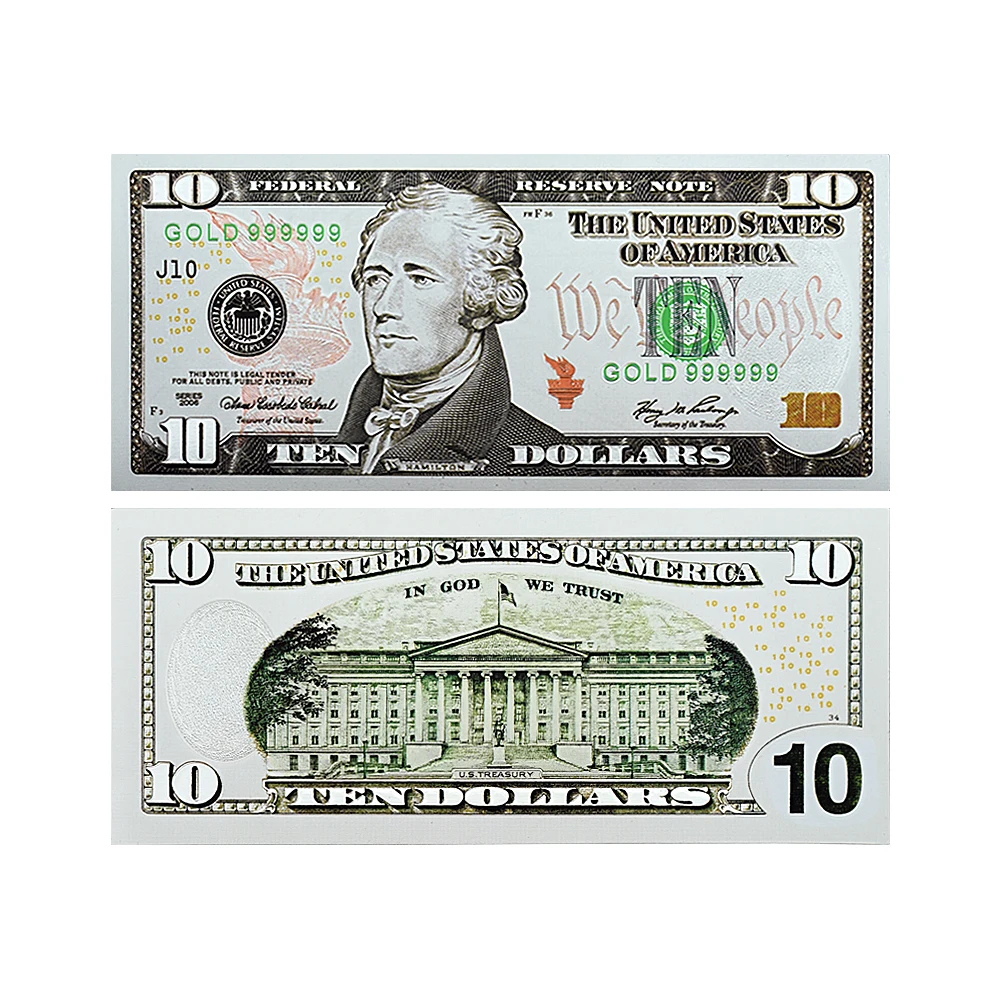 New 1/2/5/10/20/50/100 US Dollar Gold Foil Banknote Home Decoration Plastic Money Collection Business Gift