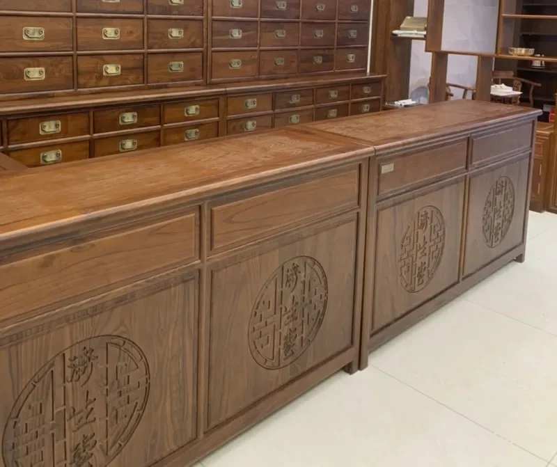 Clinic Chinese medicine counter walnut primary color operation pharmacy adjustment table antique desk exquisite model