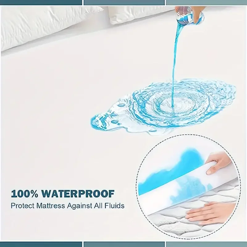 1pc Soft and Breathable Waterproof Fitted Sheet for Bedroom Deep Pocket Mattress Cover for for All Seasons