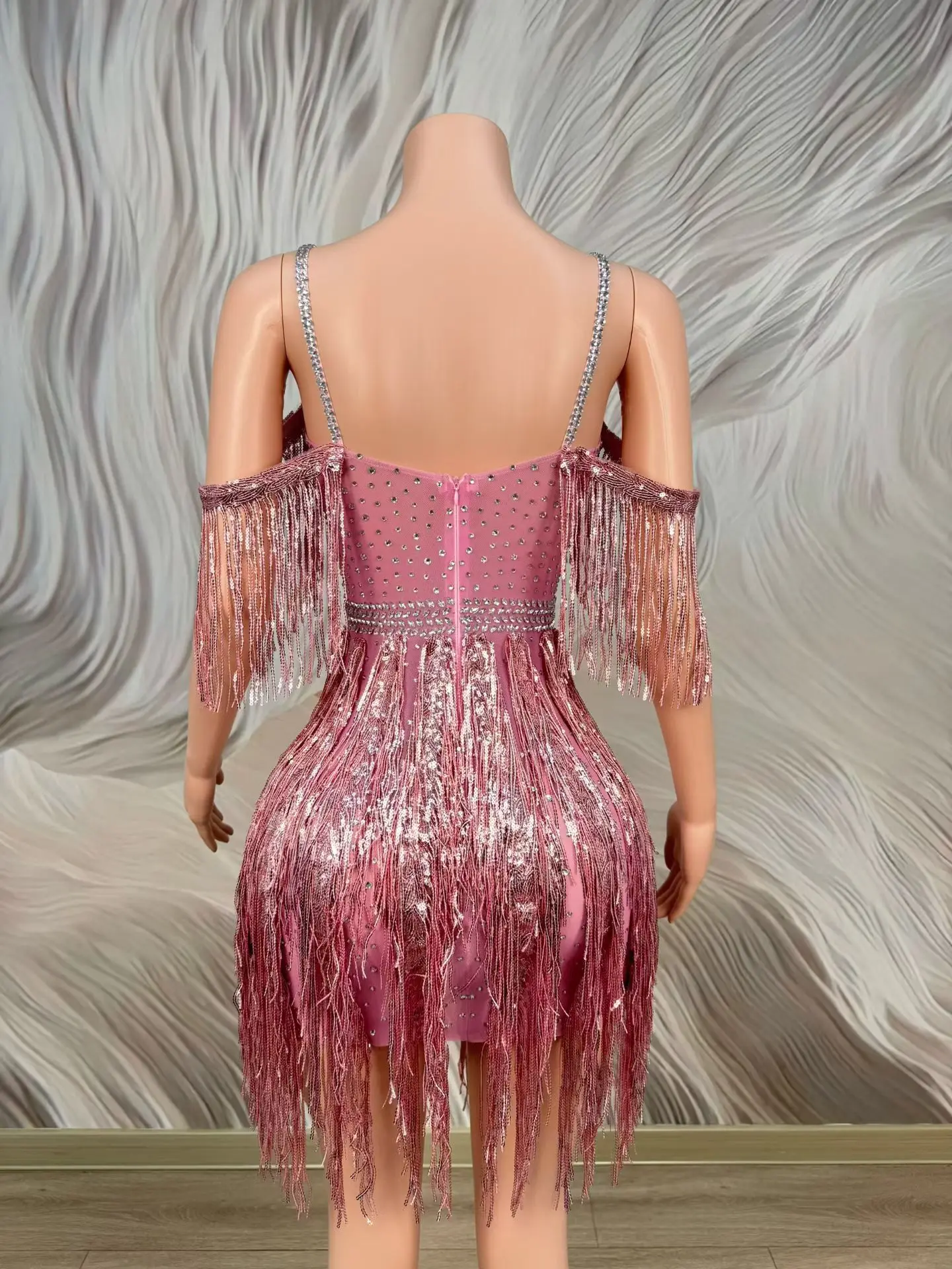 

Вечернее платье Bale Fashion для женщин: сексуальное, розовое, с вырезами и бахромой, для выступлений на сцене, коктейльных вечеринок и дней рождения