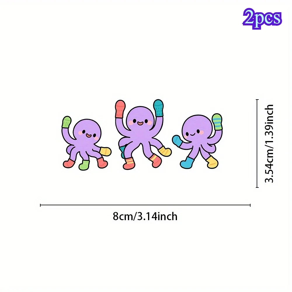 2Pcs Cute Dancing Octopus Stickers, Waterproof Vinyl, for Car Interior & Rearview Mirror