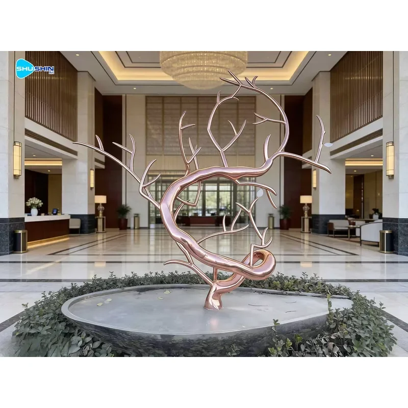 for Outdoor Garden Landscape Decoration Polished Stainless Steel Twisted Branches Sculpture Art Statue