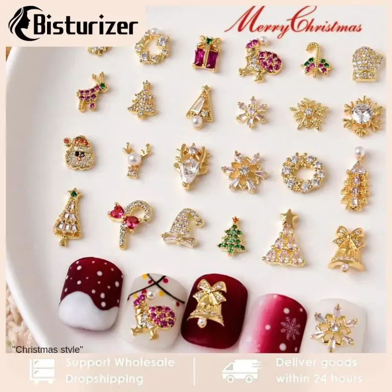 Christmas Nail Decoration Charming Bright Color Unique Nail Art Easy High Quality Rhinestones Fashion Resin Pendant Nail Sticker