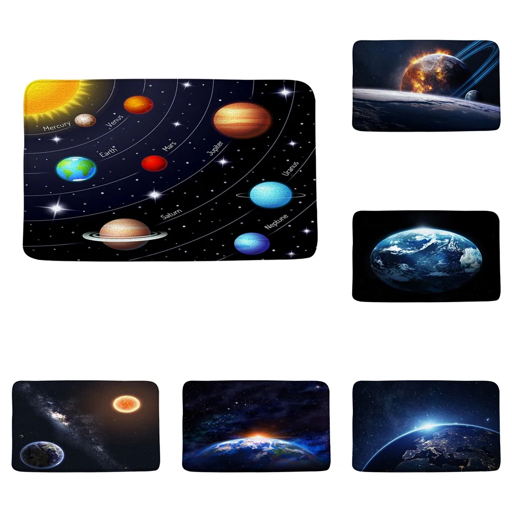 

Outer Space Bath Mats Solar System Galaxy Jupiter Saturn Universe Earth Non-Slip Bathroom Decor Rug Doormat Entrance Carpet Home