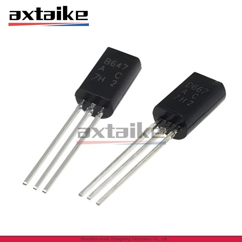 

50PCS 2SB647 2SD667 TO-92L B647 D667 1A 80V 750mW NPN PNP Transistors DIP 2SD667A 2SB647A