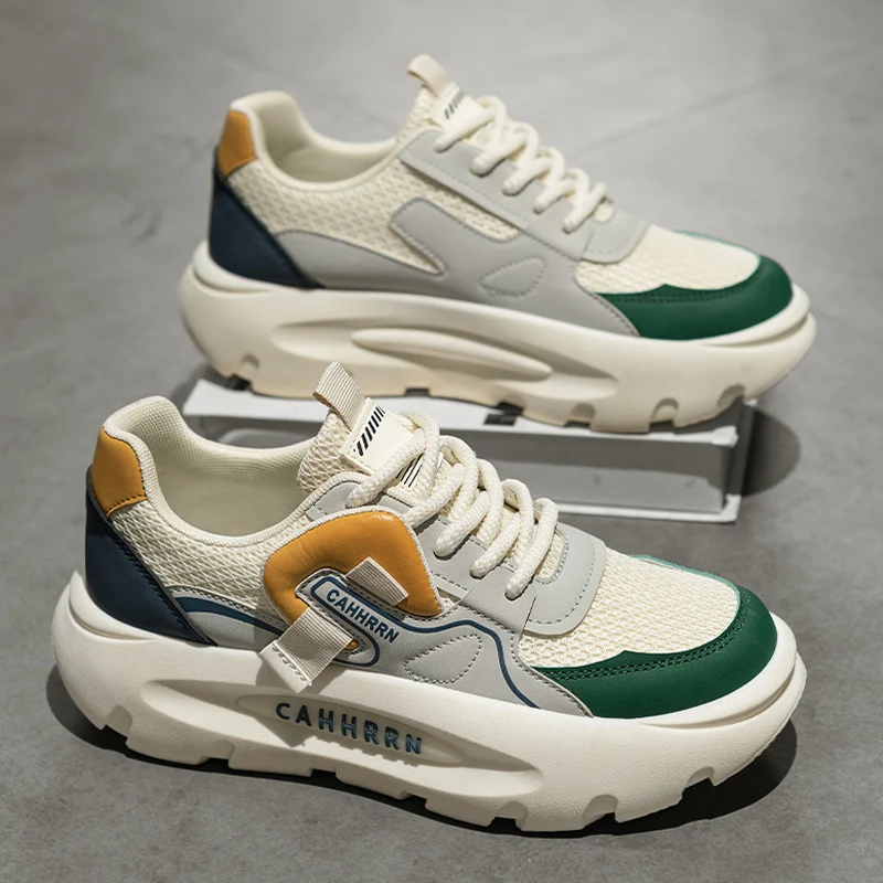 

Men's Running Shoes 2025 New Mesh Breathable Lace-up Sneakers Men's Fashion Outdoor Light Non-slip Casual Walking Shoes