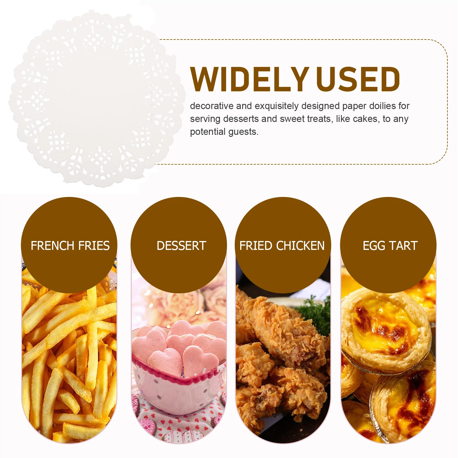

200pcs Hollow Paper Doilies Round Cake Base Placemats Oil Absorbing Food Pad Grease Proof Kitchen Baking Tool