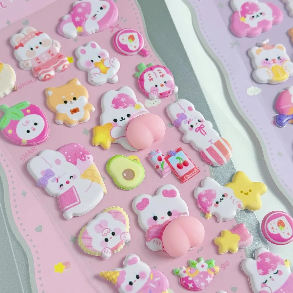 ملصق حيوانات كاواي على شكل أرنب لطيف ثلاثي الأبعاد - ملصق إسفنجي فيدجيت DIY لحافظة الهاتف وسجل القصاصات، هدية ممتعة لتخفيف التوتر #6