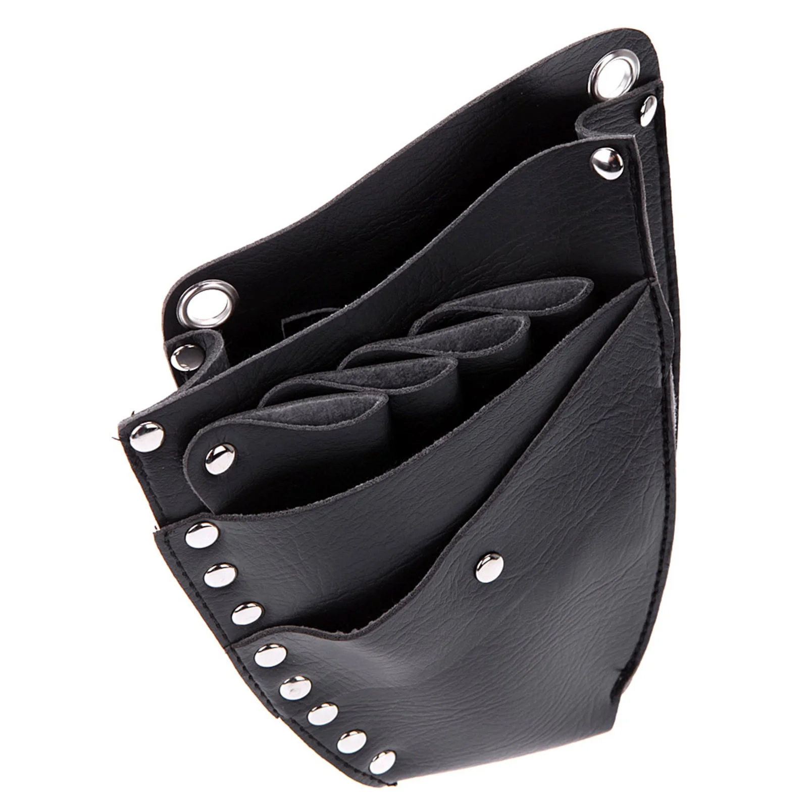 Leather Barber Scissor Hairdressing Holster Pouch Holder Case Rivet Clips Bag with Waist Shoulder Belt