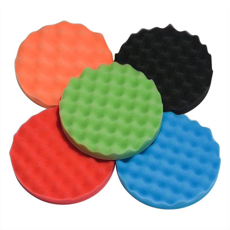 Imagem -05 - Soft Wave Foam Polishing Sponge Pads Kit Waffle Pad Car Wash Limpeza Detalhando Ferramenta Polidor de Carro 150 mm 180 mm Pcs