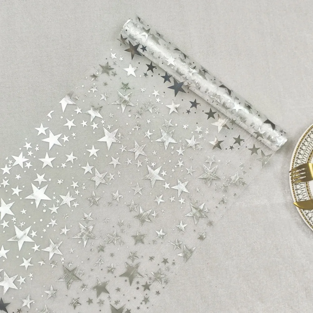 

Sheer Mesh Bling Star Table Runner Star Pattern Shimmery Mesh Table Runner Polyester Romantic Glitter Table Runner
