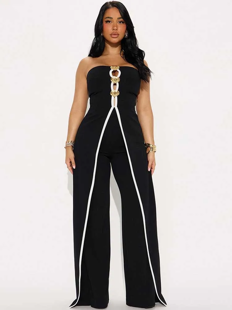 Full Strapless Jumpsuit Sexy Slim Office Lady Summer Sleevelesss Women Jumpsuits Elegant Sexy Jumpsuit  Wholesale Dropshipping