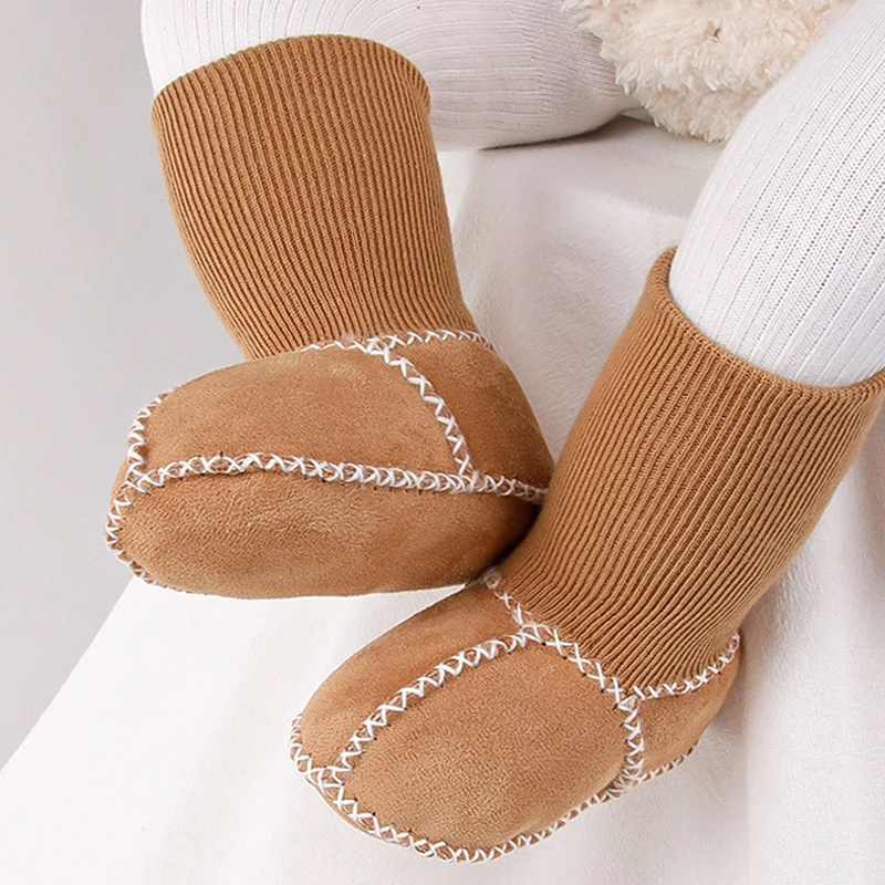 

Baby's First Walkers, Winter Warm Plush Booties with Genuine Sheepskin Fur, Unisex Non-Slip Sole for Infants & Toddlers
