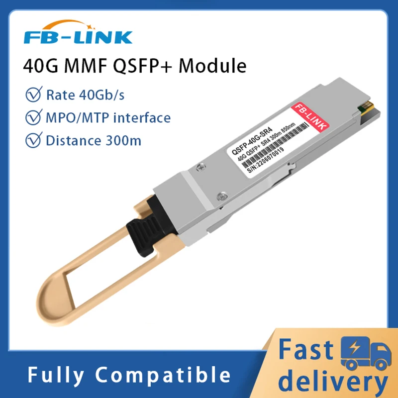 

40G SR4 QSFP+ MPO/MTP 300M 850nm MMF Transceiver Fiber optic Module for Cisco juniper Mellanox Mikrotik For Ethernet switch