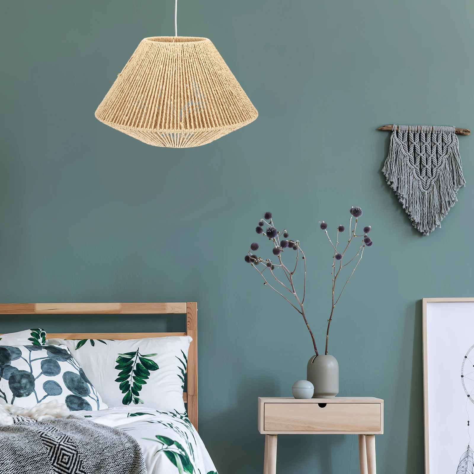 

Retro Lampshade Woven Vintage Style Rustic Ceiling Shade Decorative Lighting for Bedroom Living Room Kitchen Farmhouse