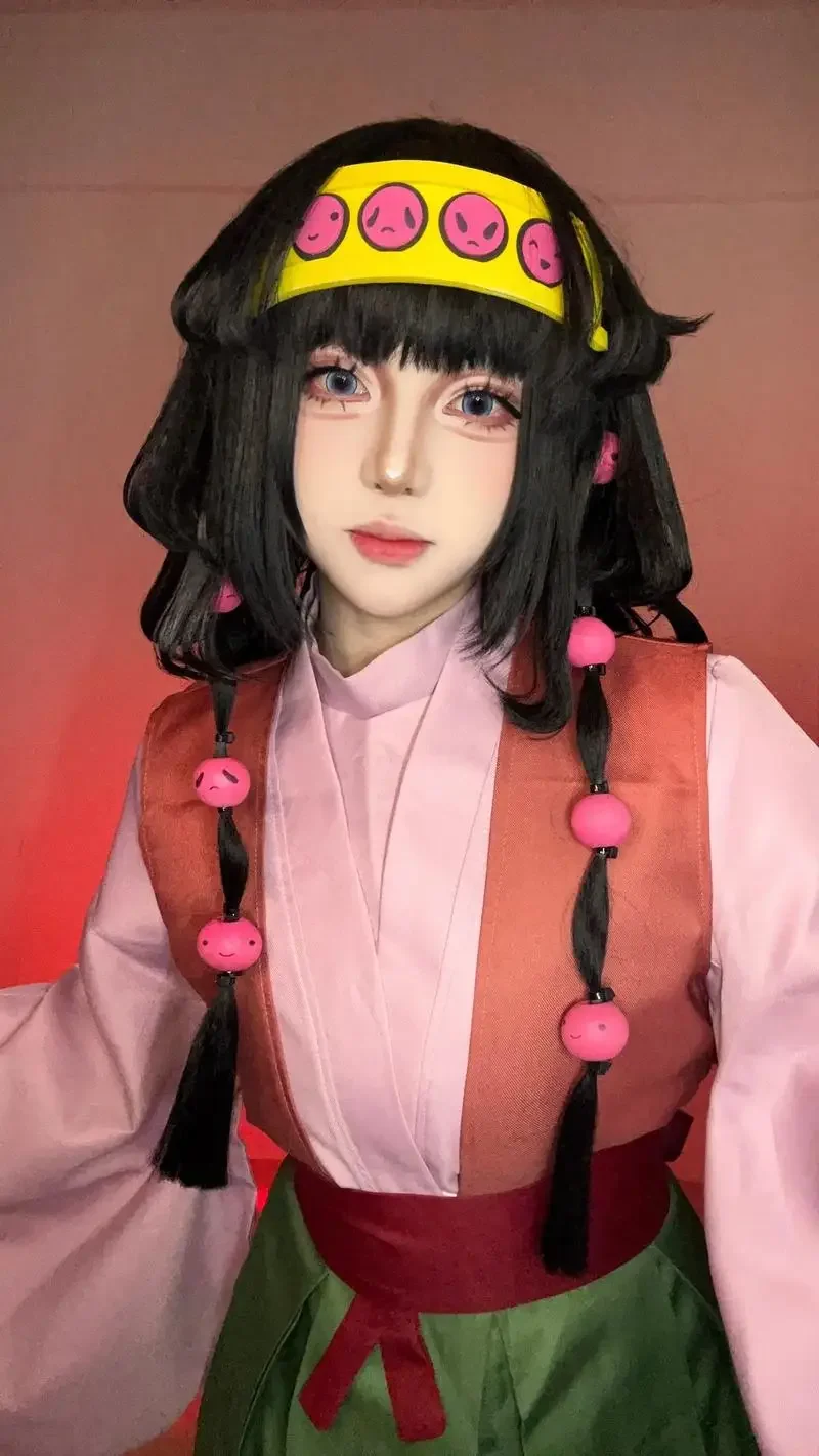 Anime Alluka Zoldyck Cosplay Costume Aruka Zorudikku Pink Green Japanese Kurapika Kimono Wig Headwear Halloween Party Women Cos