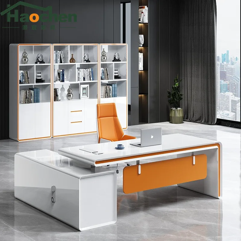 

White Paint Boss Table Simple Modern Desk Creative President Table Fashion Supervisor Desk Manager Table