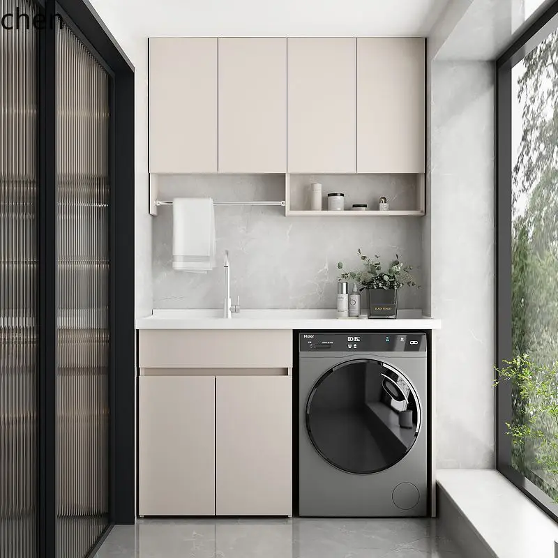 CZ  Laundry Cabinet Balcony Washing Machine Companion Cabinet Integrated Basin Combination Sink Washboard Bathroom Cabinet