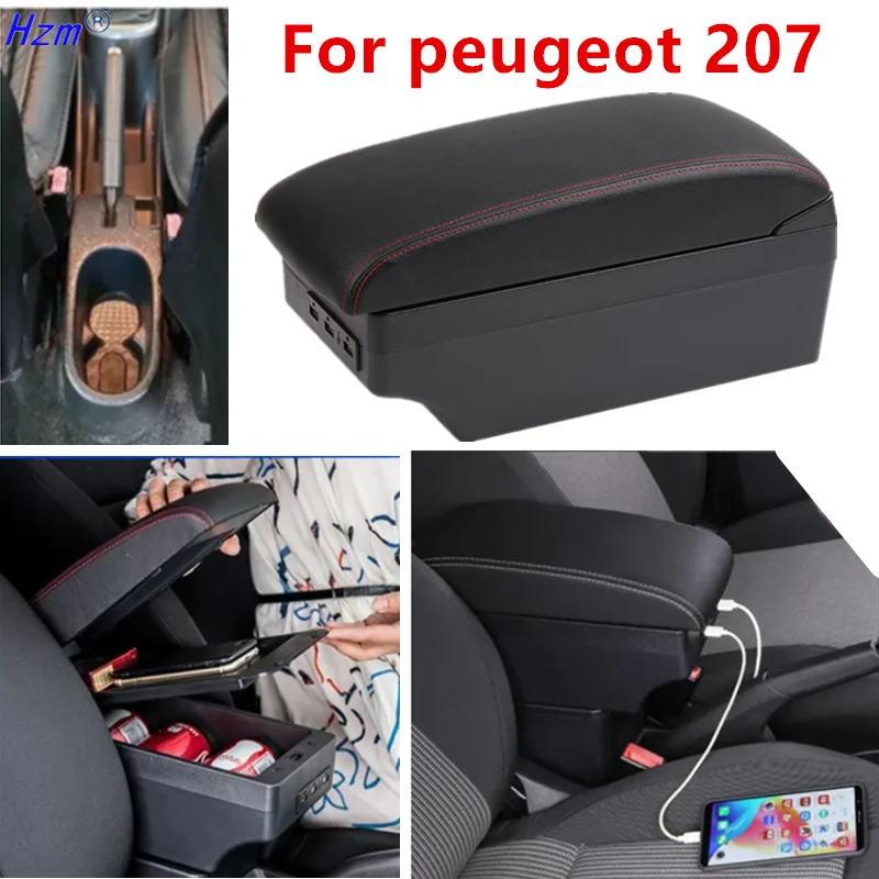For peugeot 207 Armrest box For peugeot 207CC Car armrest box Central Storage box Interior Dedicated Retrofit Car Accessories