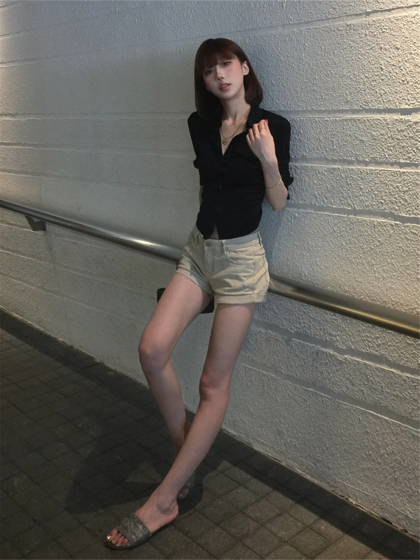 

American Street Style Khaki Low Waist Jeans Shorts Women Summer Slimming Washed Wrap around Hot Pants Casual Cotton Zipper