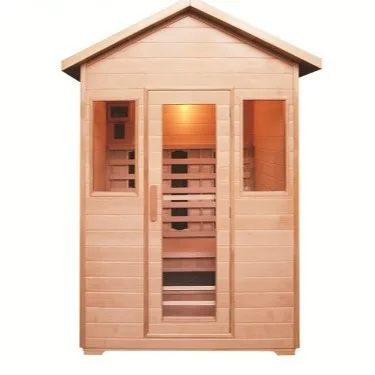 Solid Wood Material Outdoor Far Infrared Dry Steam Room IR Sauna for 3 People with European Design and Leisure Facilities