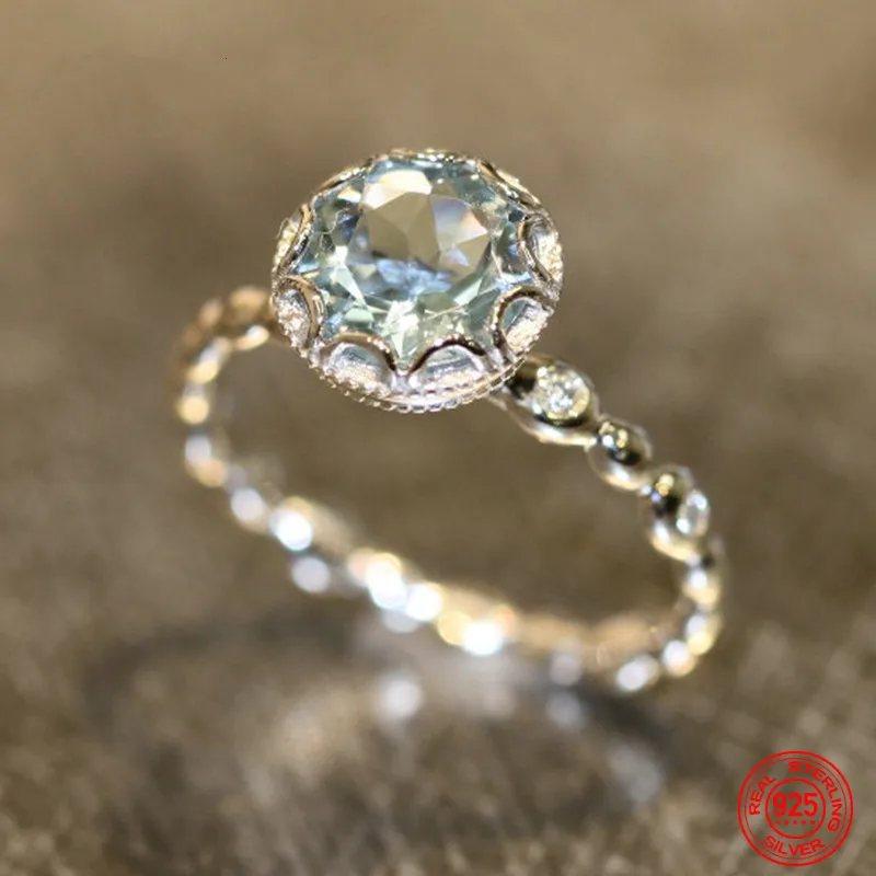 

925 Sterling Silver Geometric Cz Rings For Women Glamour Jewelry Fashion Wedding Gift