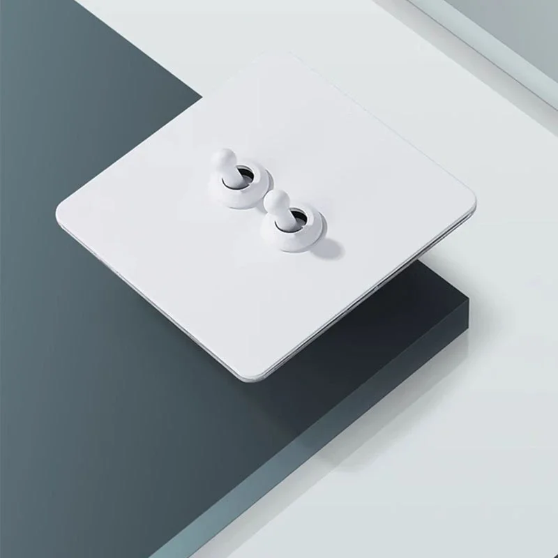 86 Type Wall Light Toggle Switch Double EU FR Electrical Socket USB TypeC Outlet Matte White Stainless Steel Panel