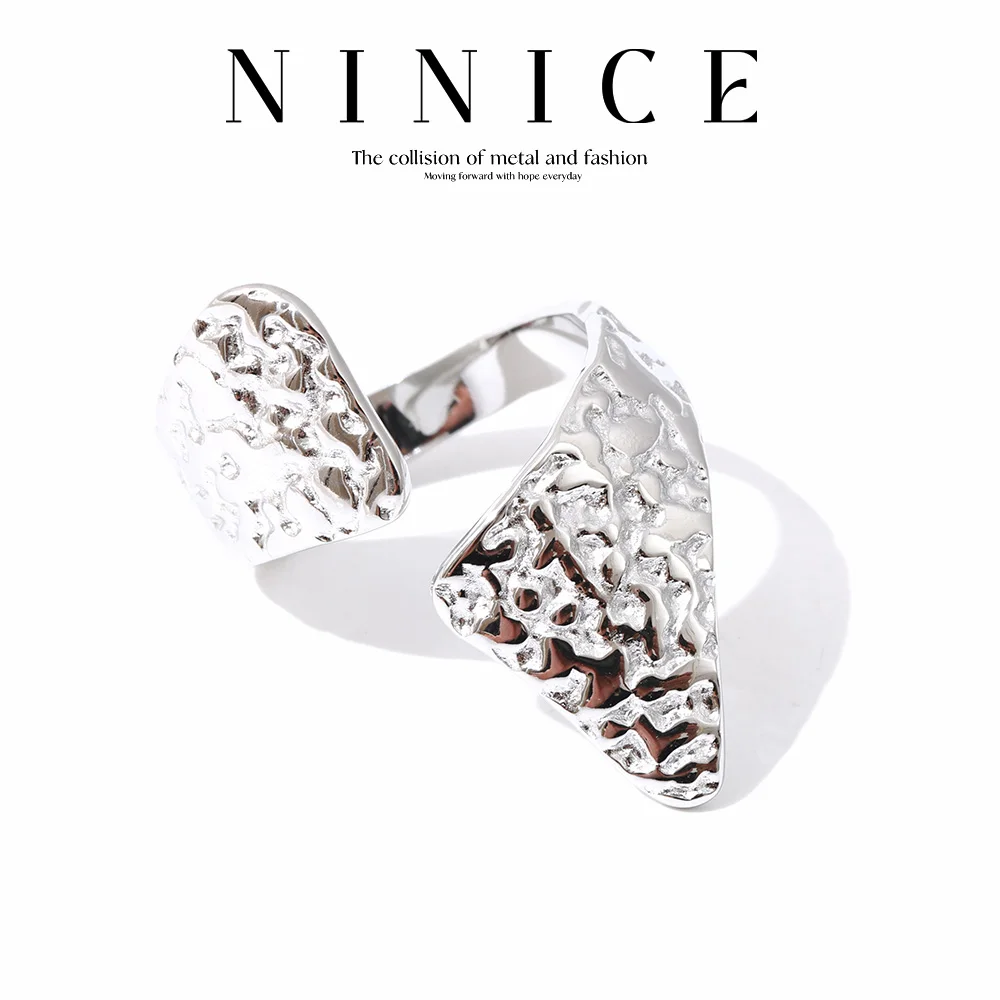 NiNice Edelstahlring aus Metall, verstellbar, personalisiertes Design, modischer, beliebter Schmuck, Geschenk