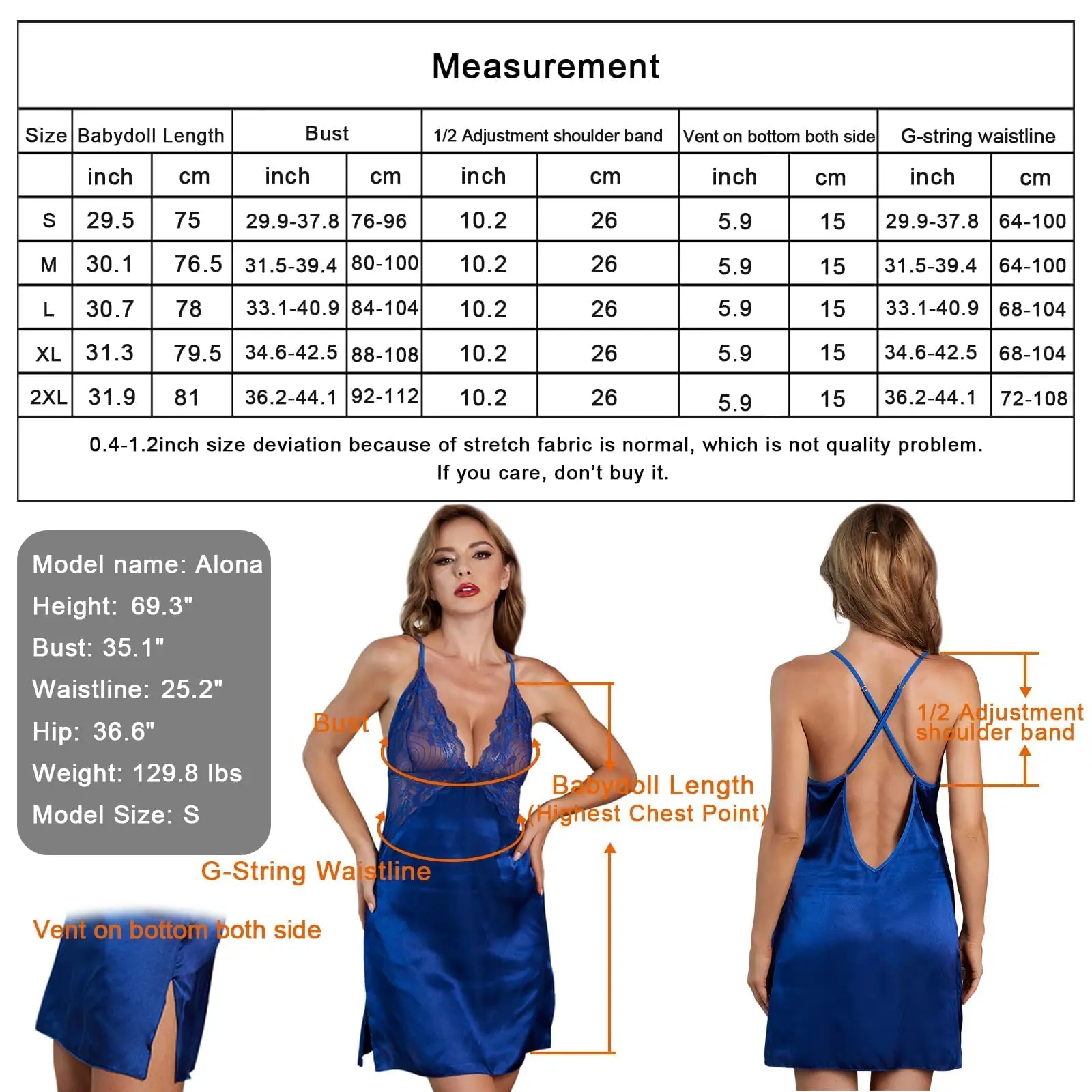 FKYBDSM Women Straps Lingerie Dress Babydolls Nightgown Slit Chemise Negligee V-neck Sleepwear