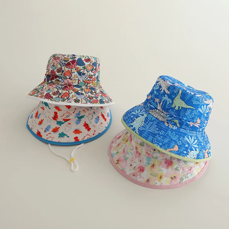 

Детская кепка в рыбацком стиле с мультяшным животным принтом, весенне-летняя детская панама для детей от 3 до 8 лет, солнцезащитные кепки для бассейна, уличные солнцезащитные козырьки