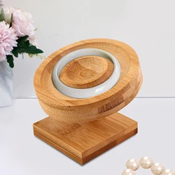 Decorative Bamboo Round Bead Pendant Bangle Display Tray Holder Bracelet Stand Necklace Jewelry Storage Box for Shop Countertop