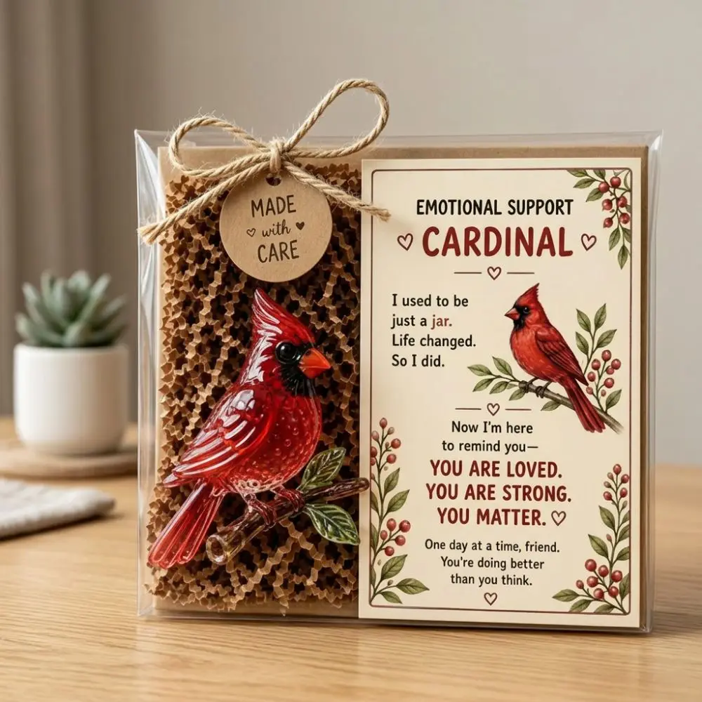 Cute Emotional Support Animal Gift Set Inspirational Card Resin Encouragement Card Gift Kit Motivational Heartwarming