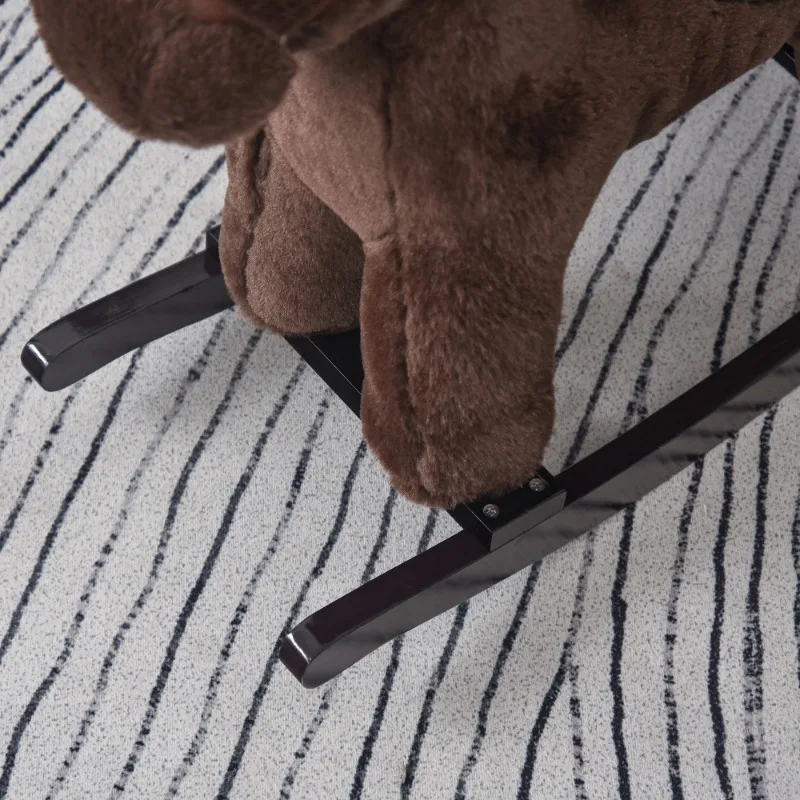 Children's plush rocking horse with bear toy brown soft plush children's rocking chair sound realistic children's game room gift