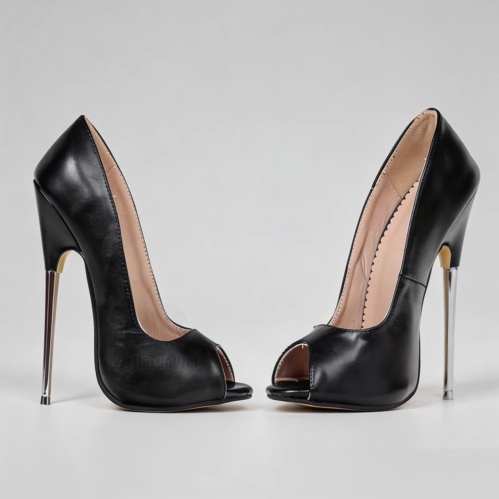 JIALUOWEI 7 Inch High Heel Peep Toe Stiletto Pumps Sizes 36-46