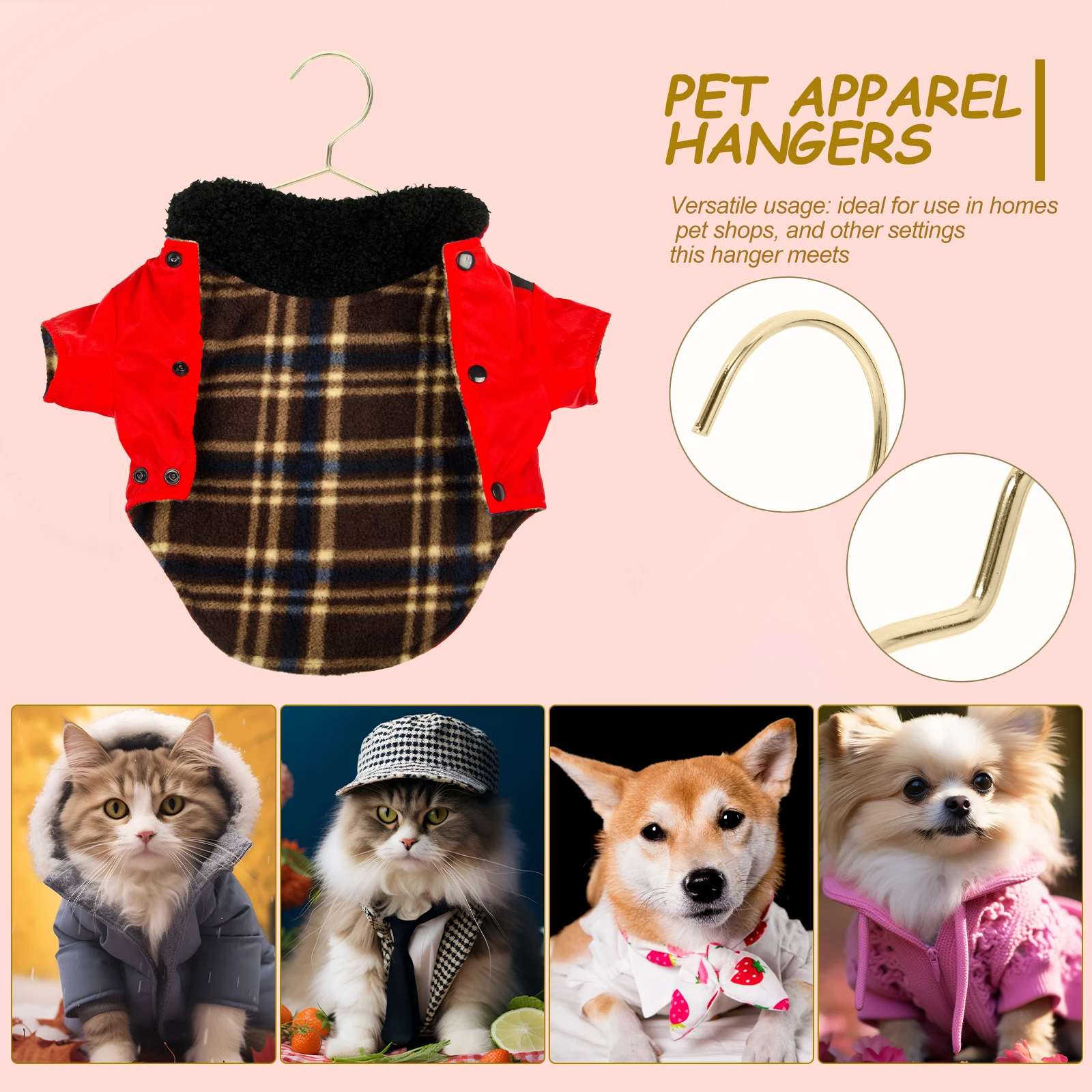 

10pcs Pet Hangers Small Metal Dog Clothes Hangers Reusable Windproof Anti-Slip Portable For Cats Dogs Daily Use Closet Storage