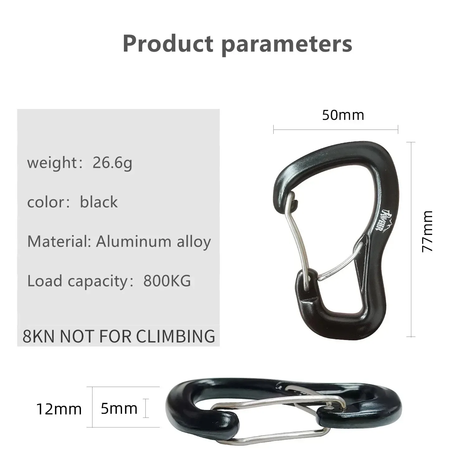 

Outdoor Camping Hammock Carabiner, Lightweight Aluminum Spring Clip, Multipurpose Keychain Hook for Backpack Climbing Hanging