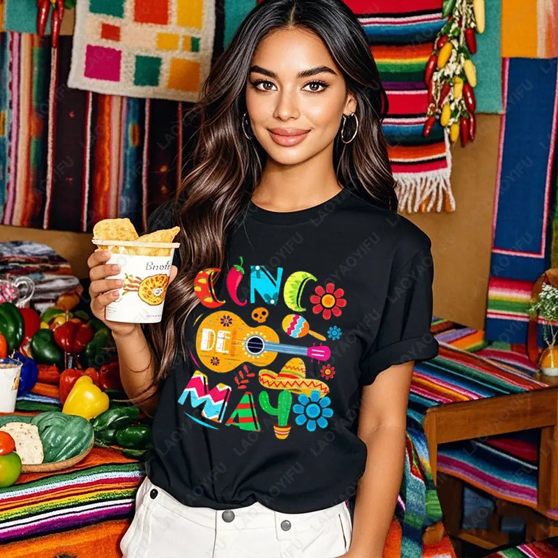 

Забавная футболка Cinco De Mayo, рубашка для празднования мексиканской фиесты, унисекс, футболка с короткими рукавами для отпуска, хлопковая футболка с юмором, уникальный подарок