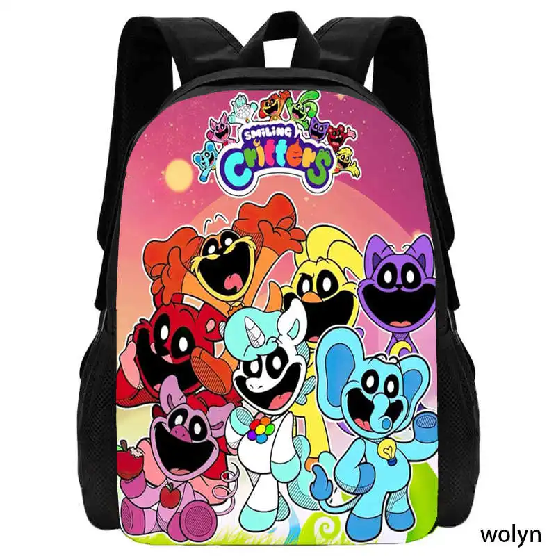 Mochila escolar de desenhos animados para meninos e meninas, nova mochila sorrindo, anime, caça infantil, leve, 2024