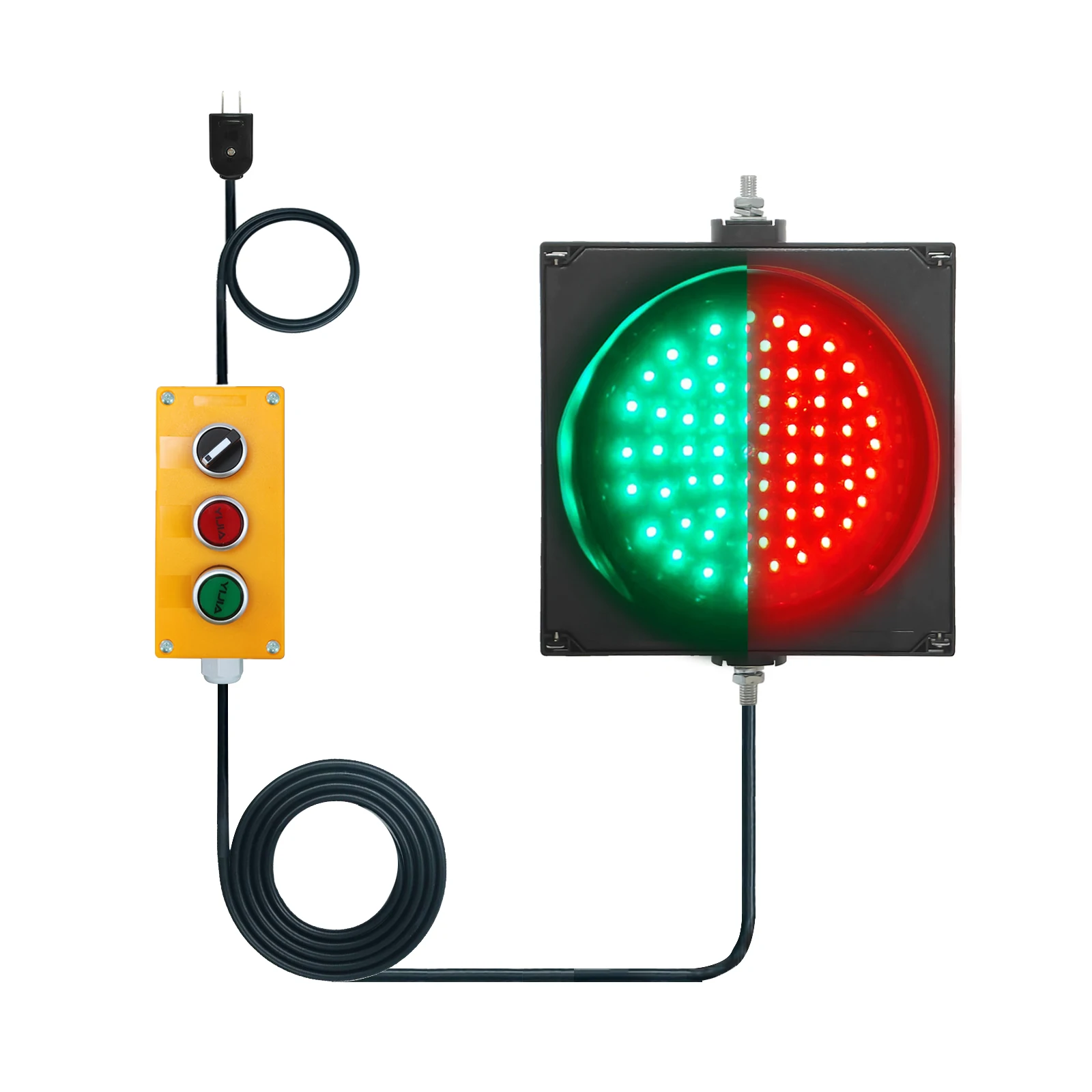 

Traffic Light 200mm（8inch） 201 Button Controller 85-265V Traffic Light Lamp (6 m,19.7 ft) Red/Green/Stop/Go Light,PC Housing Wat