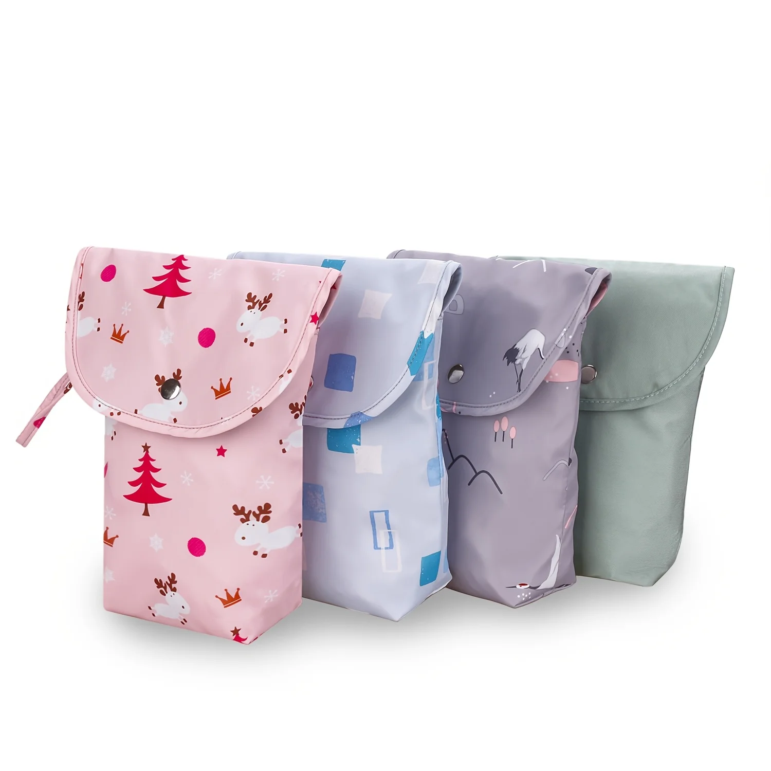 حقيبة تنظيم الحفاضات المحمولة، سحاب إغلاق، سهلة التنظيف، أنماط لطيفة (صبار/شجرة)، هدية مثالية لاستحمام الطفل #5