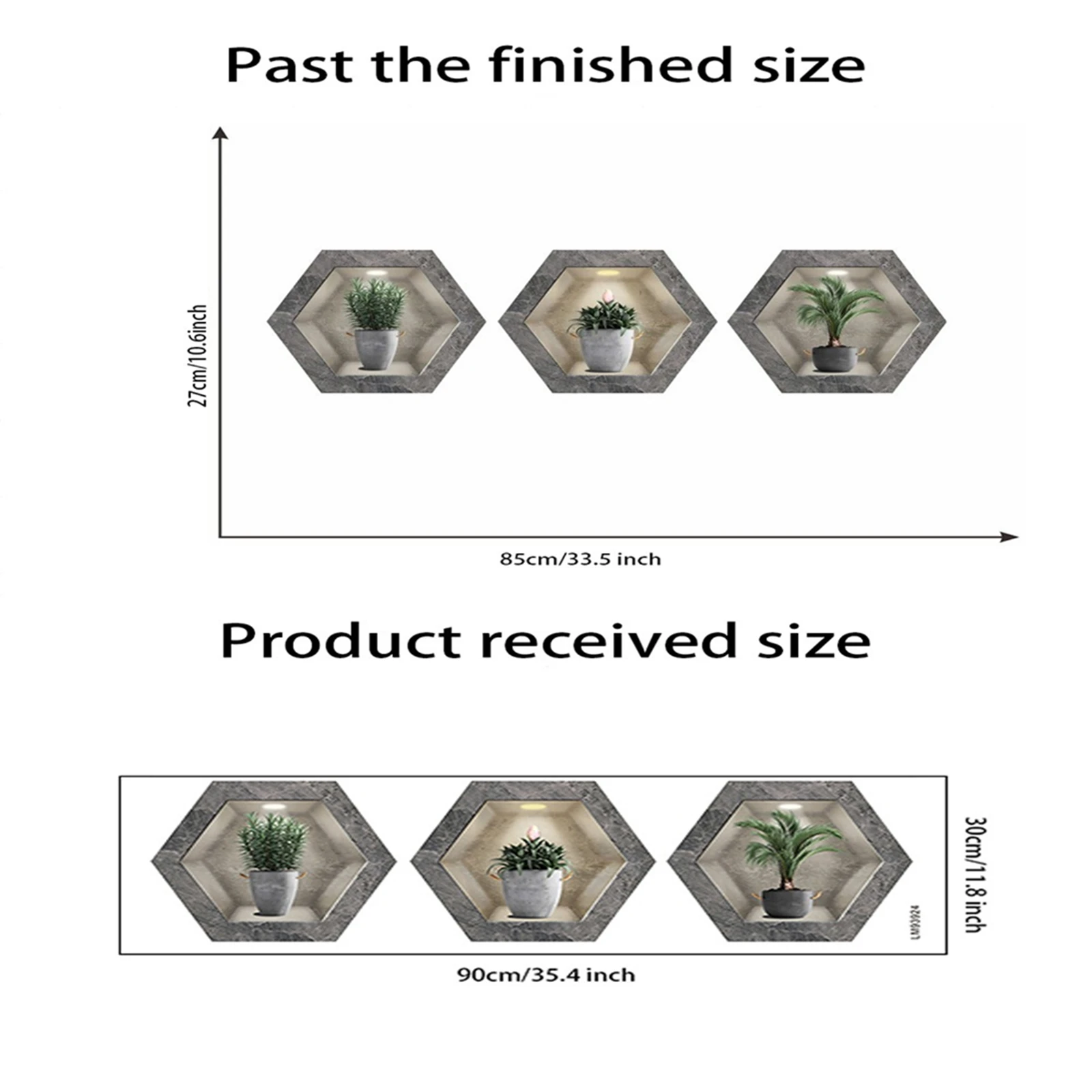 Tropical Green Plants Potted Hexagonal Photo Frame Wall Stickers For Decorating Living Rooms