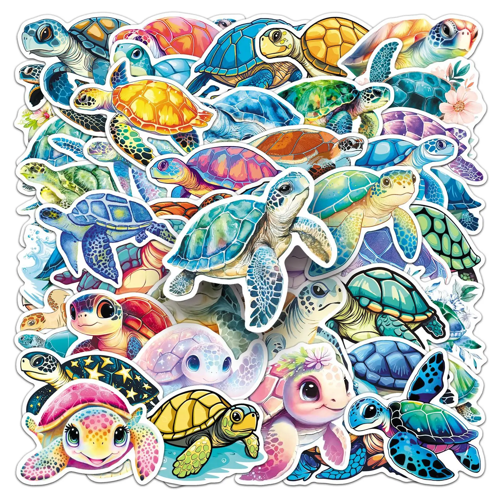 

50 Pcs Turtle Cartoon Ocean Animal Art graffiti Sticker DIY Decoratio phone Luggage Laptop Guitar Bike Skateboard fridge sticker