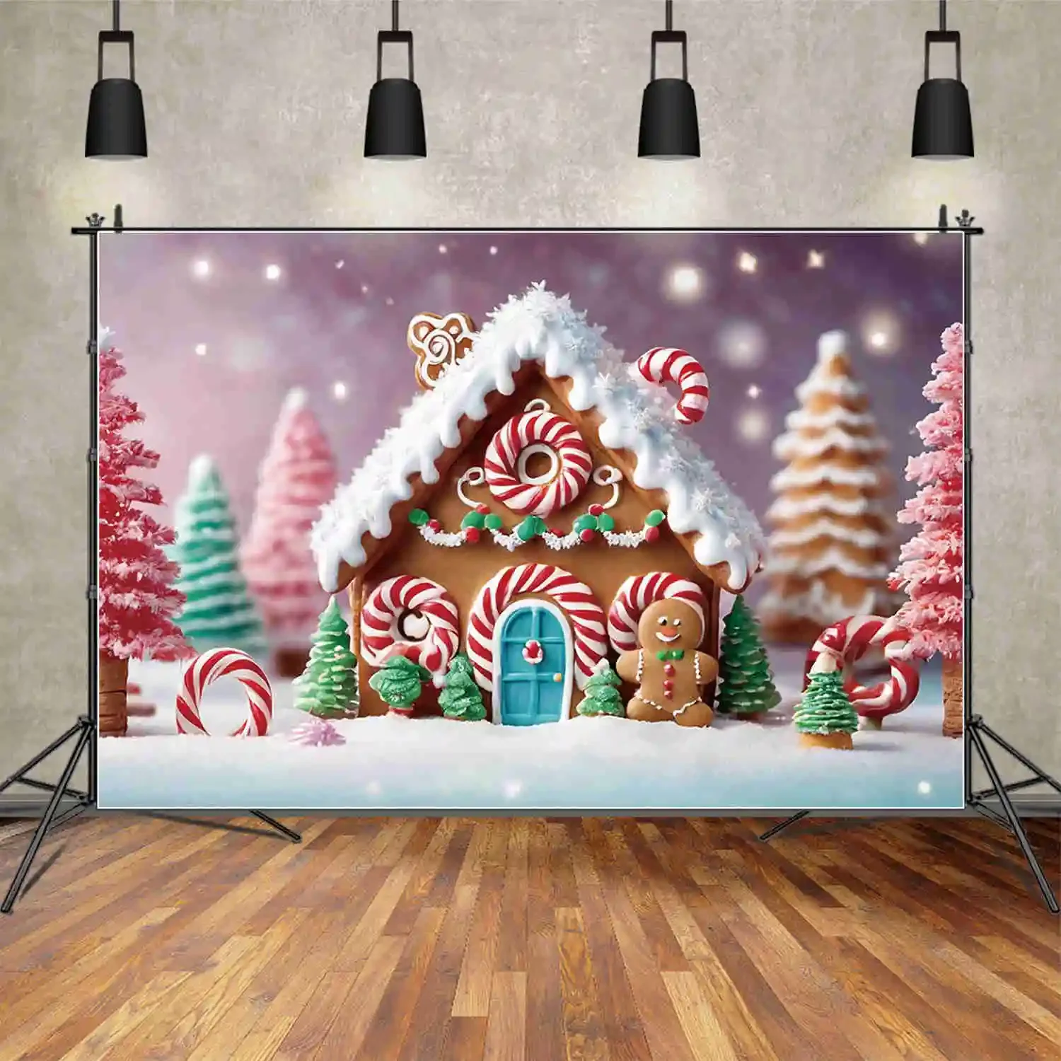 MOON.QG Christmas Gingerbread House Photography Backdrop New Year Photo Background Candy Land Home Studio Photo Shooting Props