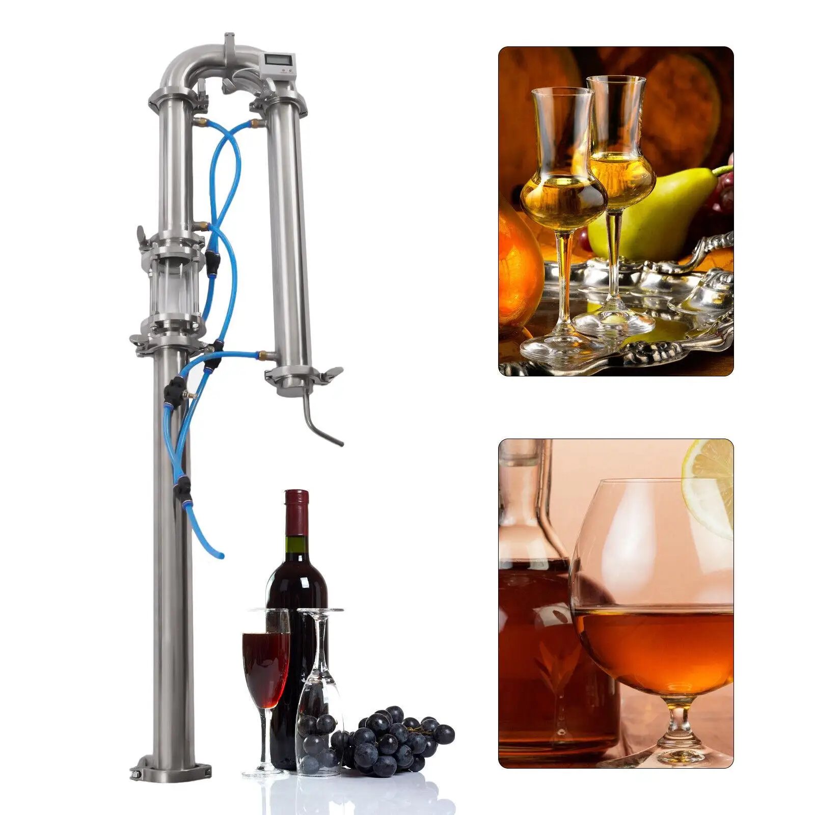 

New Tubular Distillation Tower with Sight Glass Copper Mesh, Brewing Distilling Equipment for Brewed Brandy Vodka Whisky